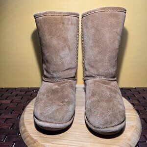 Bearpaw Evangeline Earth Brown Suede Boots Youth Girls Size 5 Wool Blend Lining